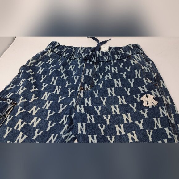 MLB New York Yankees Denim Cargo Jeans Pants Joggers Unisex Medium 32-34 Waist - Picture 6 of 15